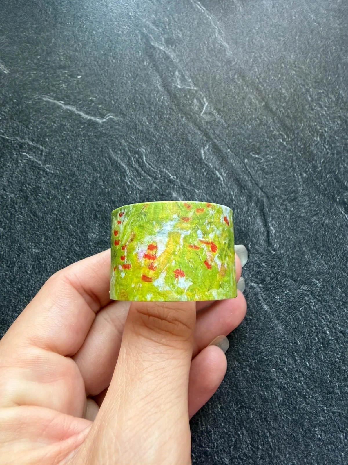 Ruban washi vert herbe coquelicot nature